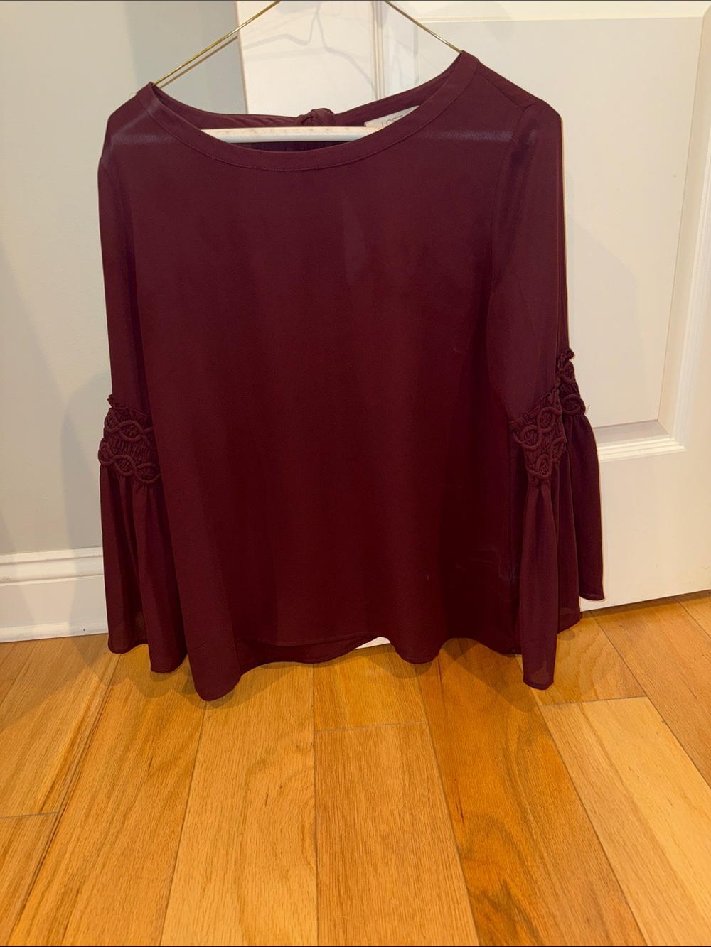 LOFT MP Burgundy Bell-Sleeve Blouse